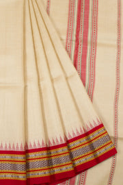 Beige Handloom Vidarbha Tussar silk saree - Avishya