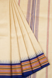Beige Handloom Vidarbha Tussar silk saree - Avishya