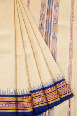 Beige Handloom Vidarbha Tussar silk saree - Avishya