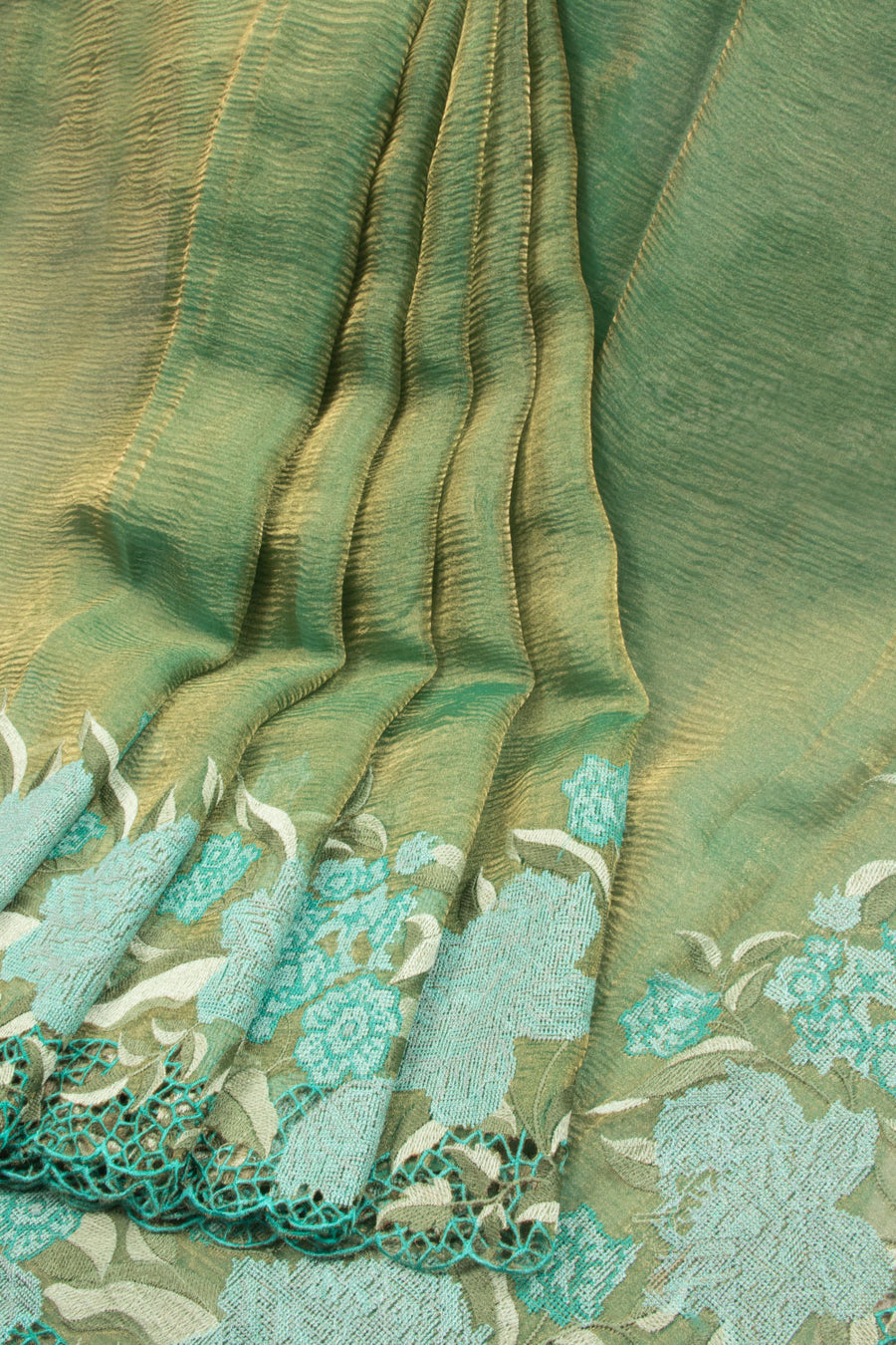 Hand Embroidery Pure Crush Organza Tissue Saree - Avishya