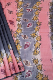 Blue Hand Painted Tussar silk saree 10067521