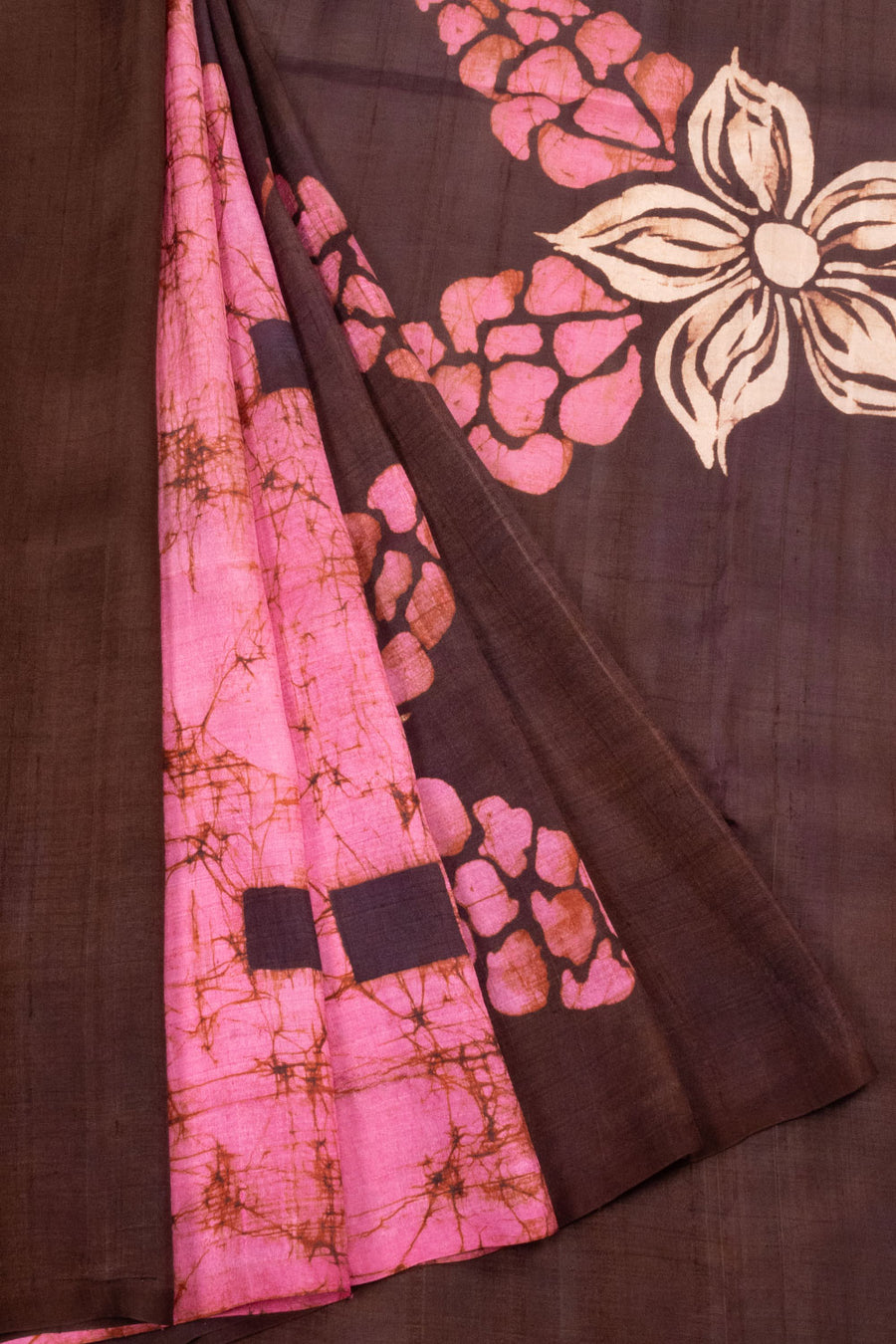 Candy Pink Batik Silk Saree-Avishya