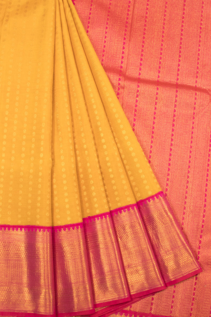 Mango Yellow Bridal Handloom Korvai Kanjivaram Silk Saree - Avishya