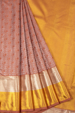 Mauve Threadwork Handloom Kanjivaram Silk Saree - Avishya