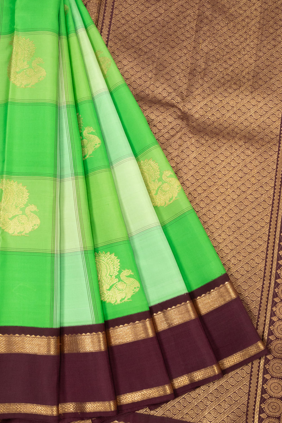 Apple Green Korvai Kanjivaram Silk Saree - Avishya