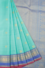Turquoise Blue Handloom Bridal Kanjivaram silk saree - Avishya
