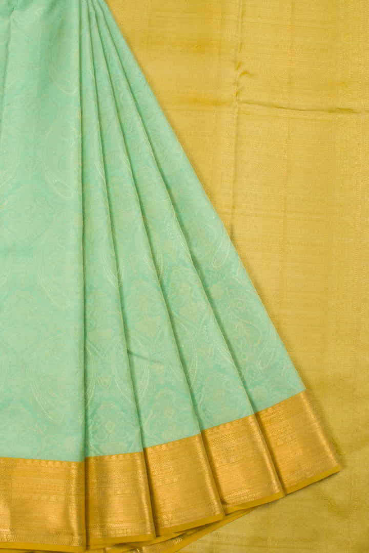 Mint Green Handloom Kanjivaram silk saree - Avishya