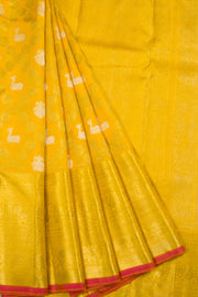 Dandelion Yellow Handloom Bridal Kanjivaram silk saree - Avishya
