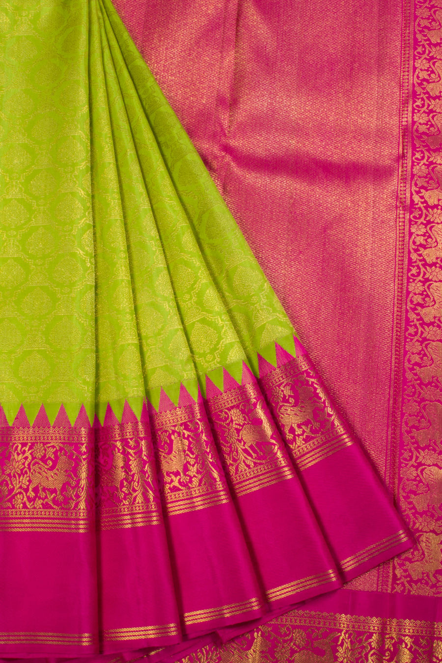 Chartreuse green Handloom Bridal Kanjivaram silk saree  - Avishya