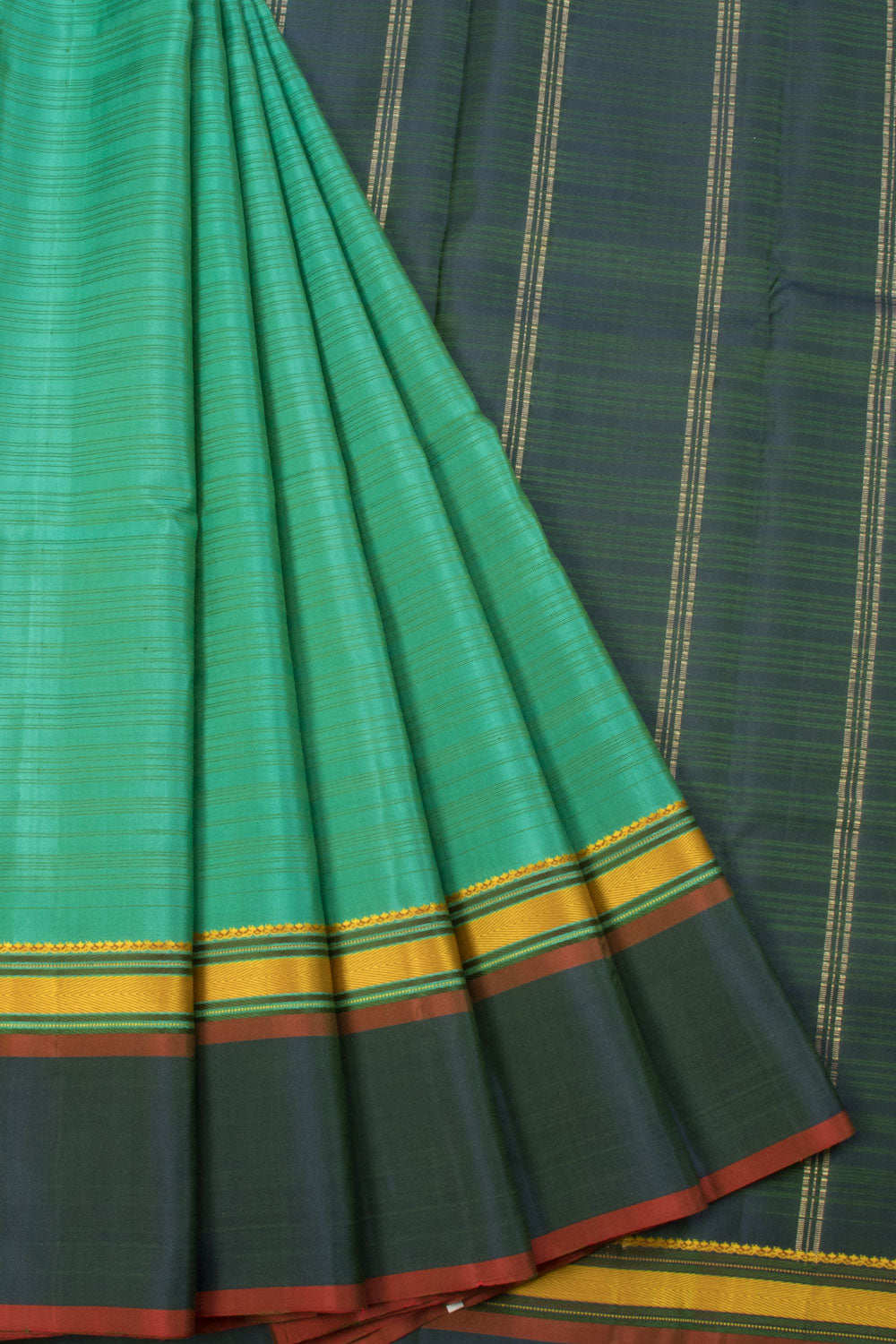 Jade Green Thread Work Kanjivaram Silk Saree  - Avishya