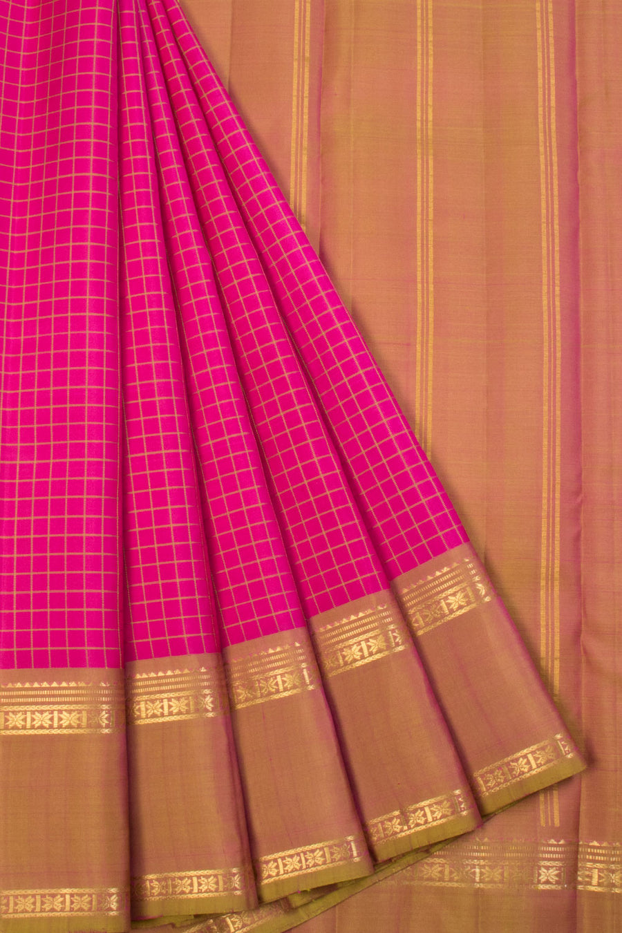 Bright Pink Handloom Kanjivaram silk saree  - Avishya