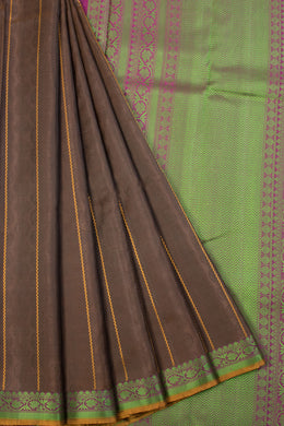 Coffee Brown Handloom Kanjivaram silk saree - Avishya