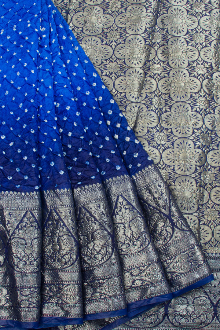Trypan Blue Kanjivaram Pure Silk Bandhani Saree  - Avishya