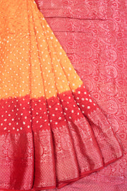 Coral Orange Bandhani Silk Saree - Avishya