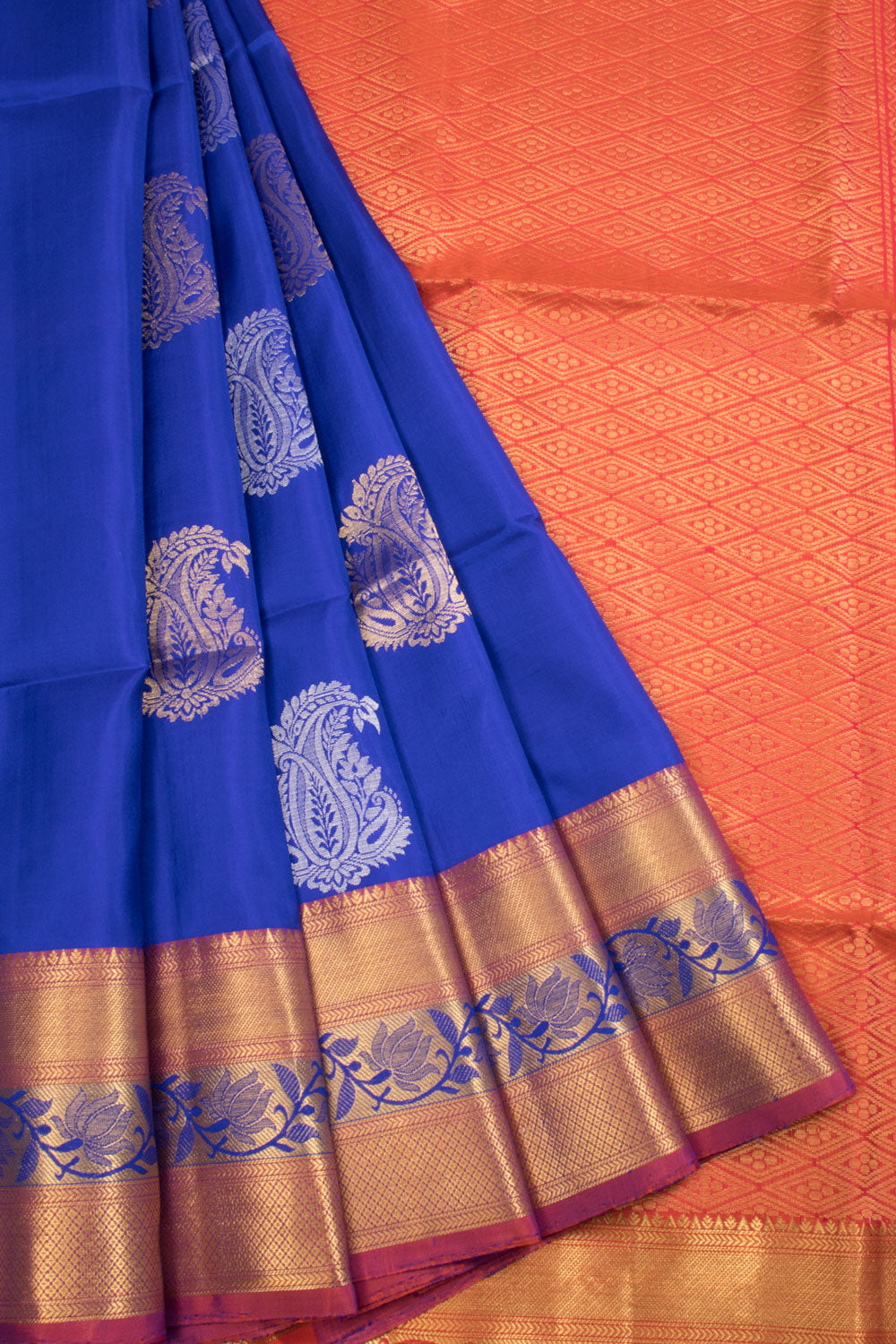 Navy Blue Kanjivaram Soft Silk Saree  - Avishya
