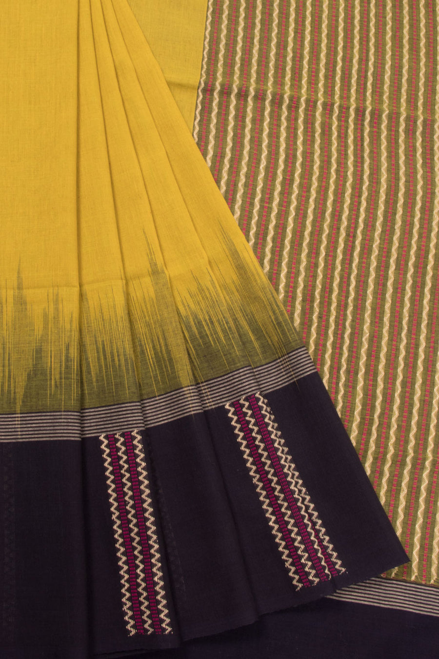 Yellow Bengal Cotton Saree  - Avishya