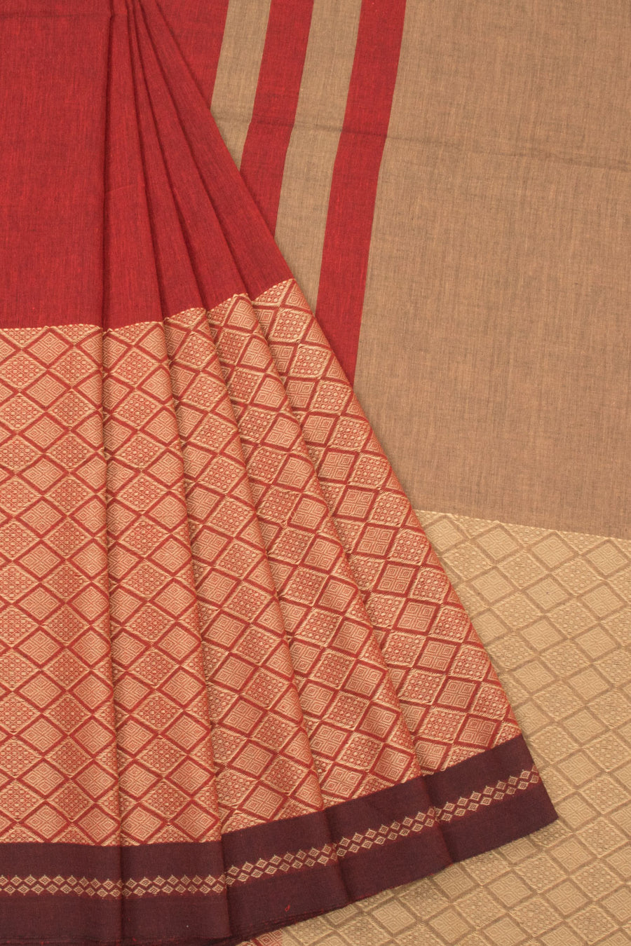 Red Bengal Cotton Saree - Avishya