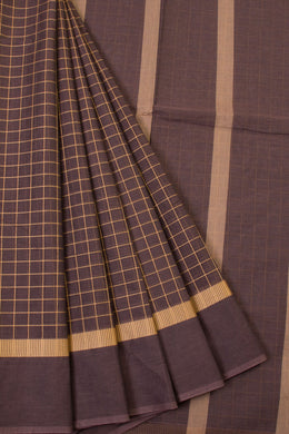 Brown Handwoven Kanchi Cotton Saree - Avishya