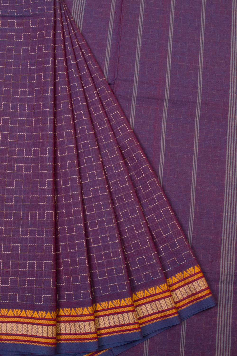 Violet Handwoven Kanchi Cotton Saree 10067795