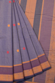 Pewter grey Handwoven Kanchi Cotton Saree - Avishya