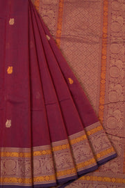 Maroon Handwoven Kanchi Cotton Saree - Avishya