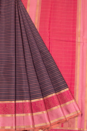 Rasin Purple Thread work Kanjivaram Silk Saree-Avishya