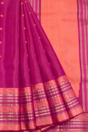 Magenta Thread work Kanjivaram Silk Saree -Avishya