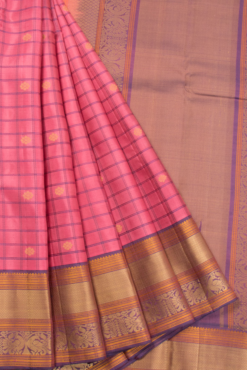Rouge Pink Thread work Kanjivaram Silk Saree -Avishya