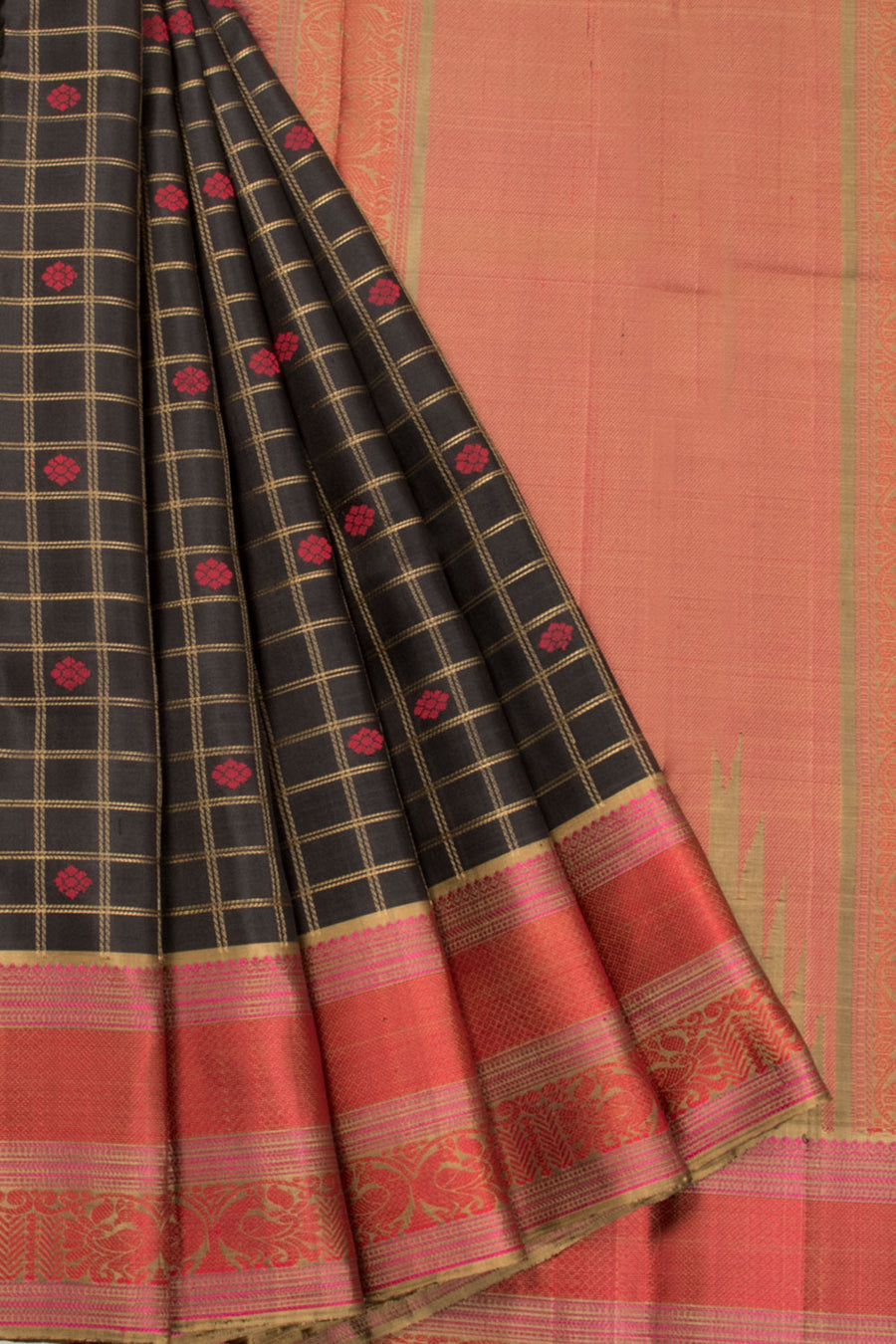 Black Thread work Kanjivaram Silk Saree -Avishya