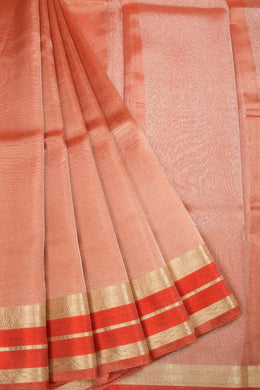 Dual Tone Peach Banarasi Tissue Organza Saree 10067885