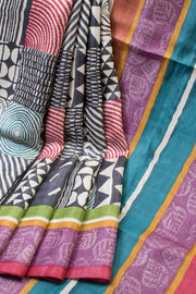Multicolor Hand Painted Tussar Silk Saree - Avishya