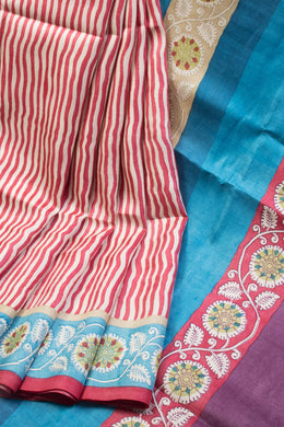 Multicolor Hand Painted Tussar Silk Saree - Avishya