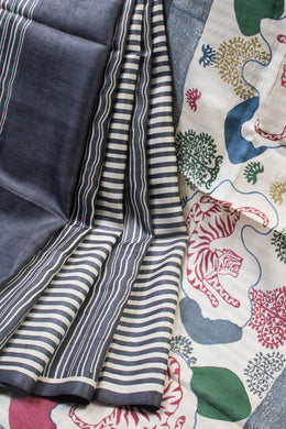 Multicolor Hand Painted Tussar Silk Saree - Avishya