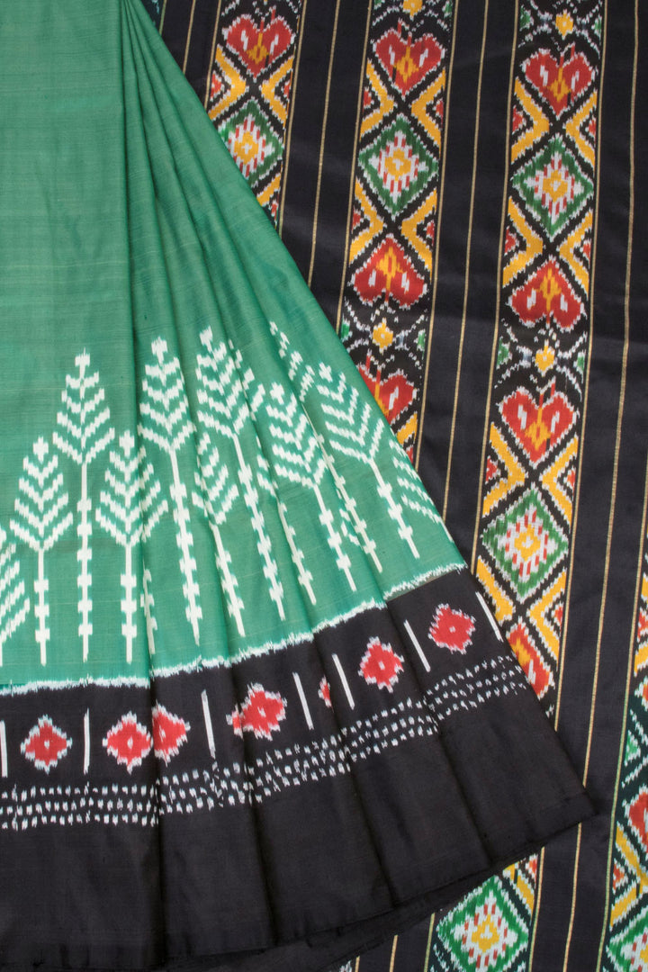 Green Handloom Pochampally Ikat Silk Saree 10067934