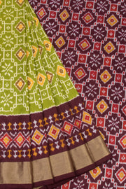 Green Handloom Pochampally Ikat Silk Saree 10067936