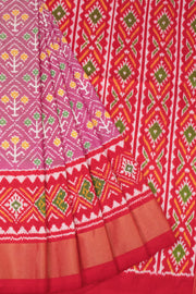 Peach Handloom Pochampally Ikat Silk Saree 10067939