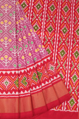 Peach Handloom Pochampally Ikat Silk Saree 10067939