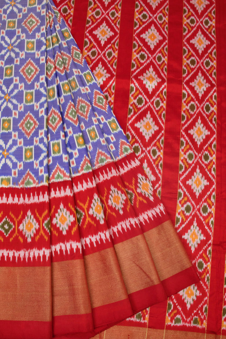Purple Handloom Pochampally Ikat Silk Saree 10067940