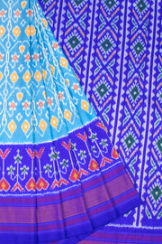 Blue Handloom Pochampally Ikat Silk Saree 10067945