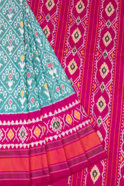 Blue Handloom Pochampally Ikat Silk Saree 10067946