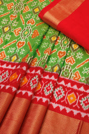 Green Ikat Pattu Pavadai Material - Avishya