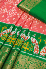 Peach Ikat Pattu Pavadai Material  - Avishya