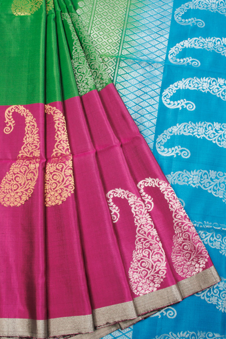 Green Muppagam  Kanjivaram Soft Silk Saree -Avishya