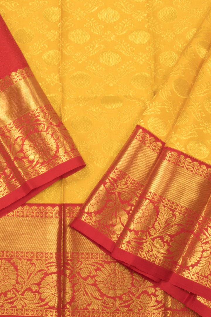 Yellow Kanjivaram Pattu Pavadai Material -Avishya