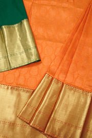 Orange Kanjivaram Pattu Pavadai Material -Avishya