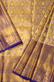 Gold Kanjivaram Pattu Pavadai Material  - Avishya