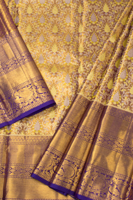 Gold Kanjivaram Pattu Pavadai Material  - Avishya