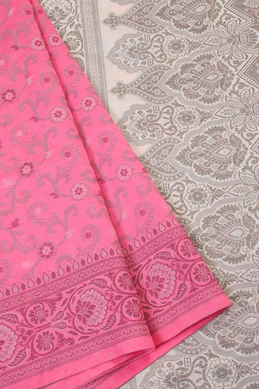 Pink Handloom Himroo Silk Cotton Saree - Avishya