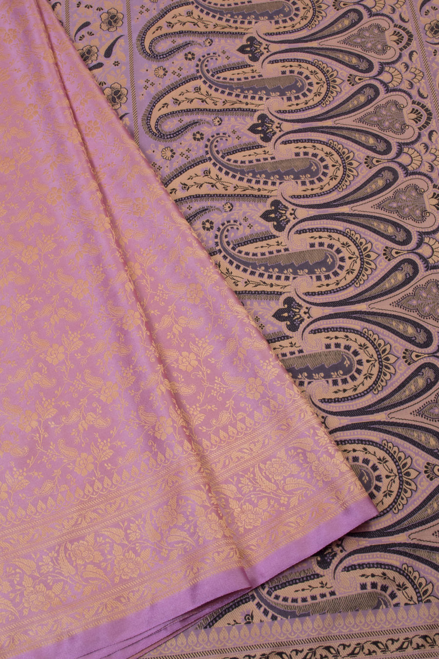 Violet Handloom Himroo Banana Silk Saree - Avishya