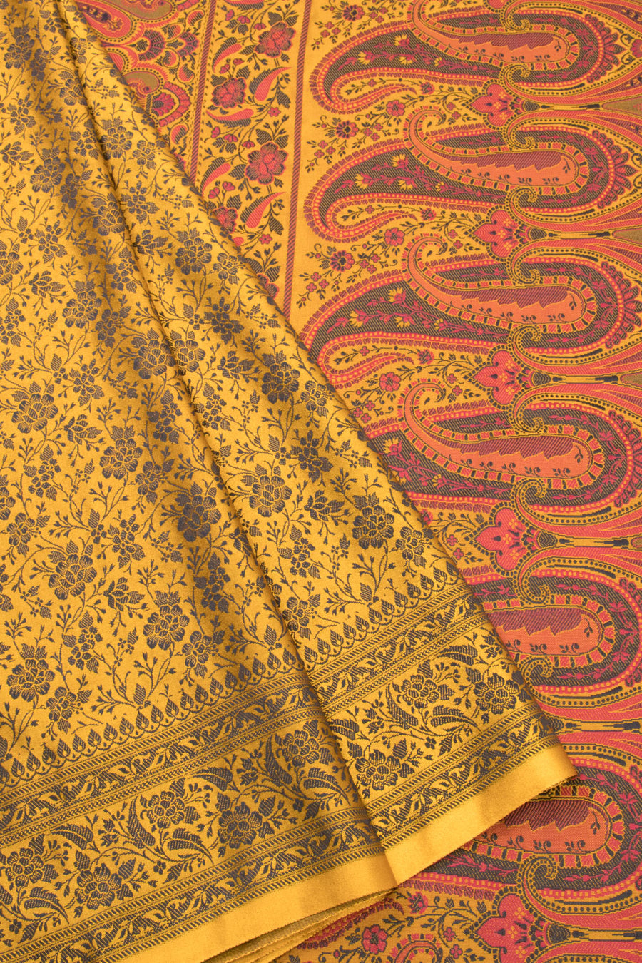 Yellow Handloom Himroo Banana Silk Saree - Avishya